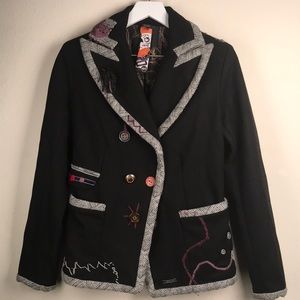 Desigual Statement Blazer Embellished Embroidery